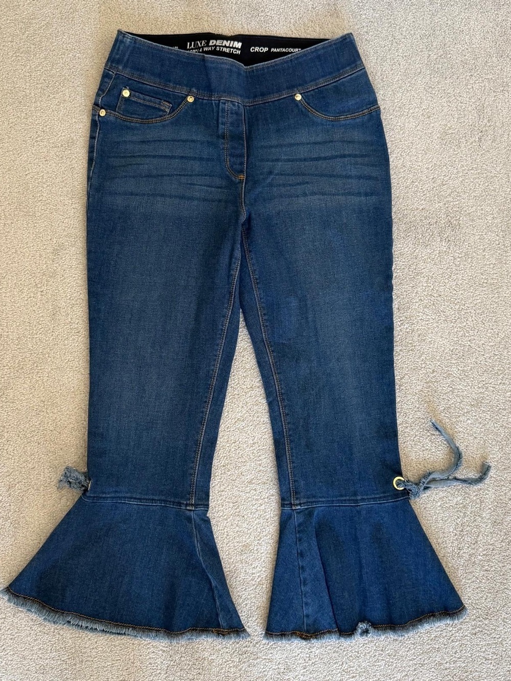 Women’s Dark Blue Flare Crop Jeans